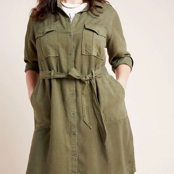 Anthropologie Dresses & Skirts - NWT Cloth & Stone Anthropologie Eryn Utility Shirtdress Khaki Green 3x